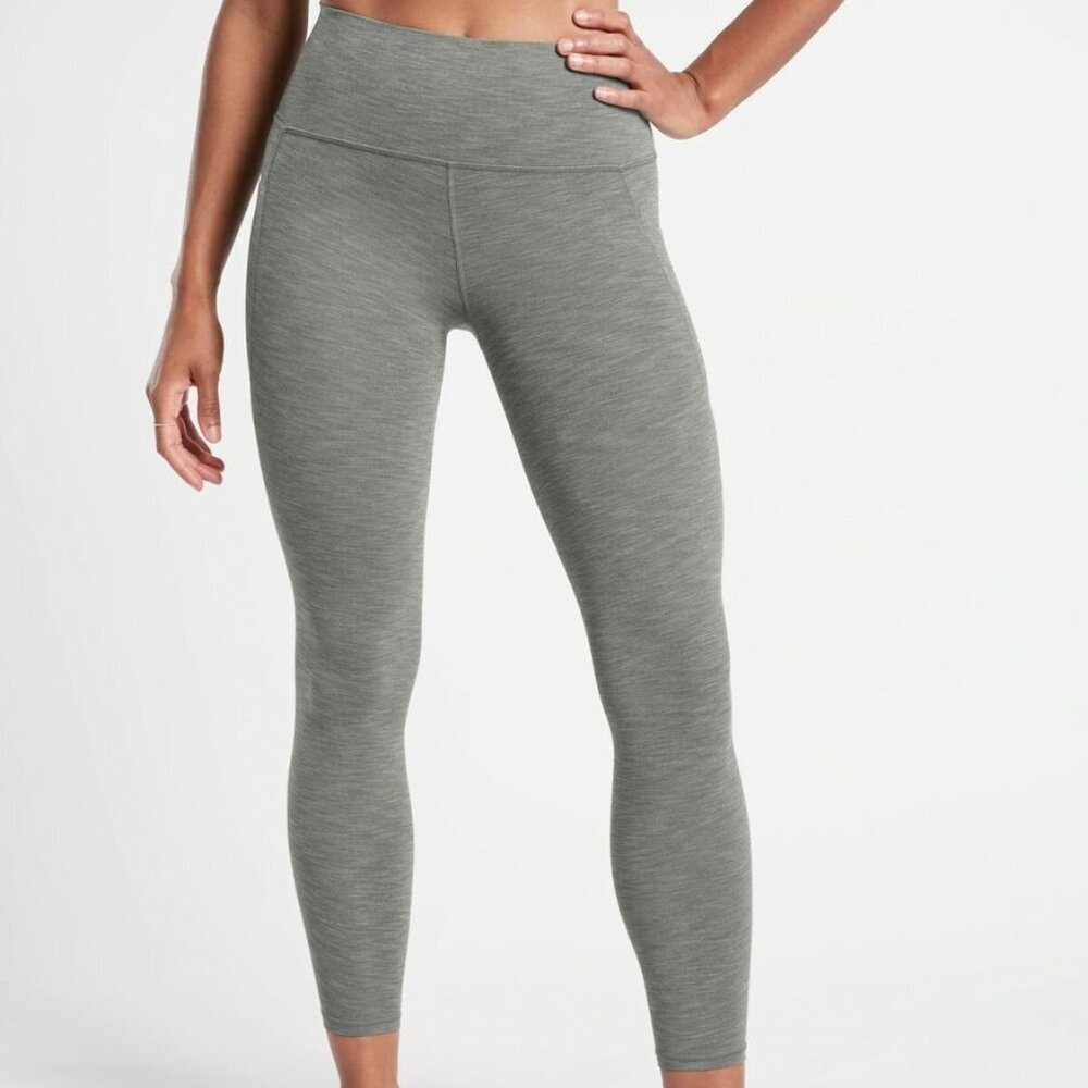 Athleta Heather Grey High Rise Salutation Stash Pocket Leggings